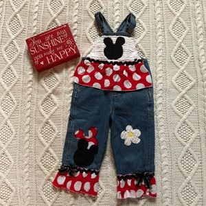EUC-custom boutique Minnie Mouse overalls.
